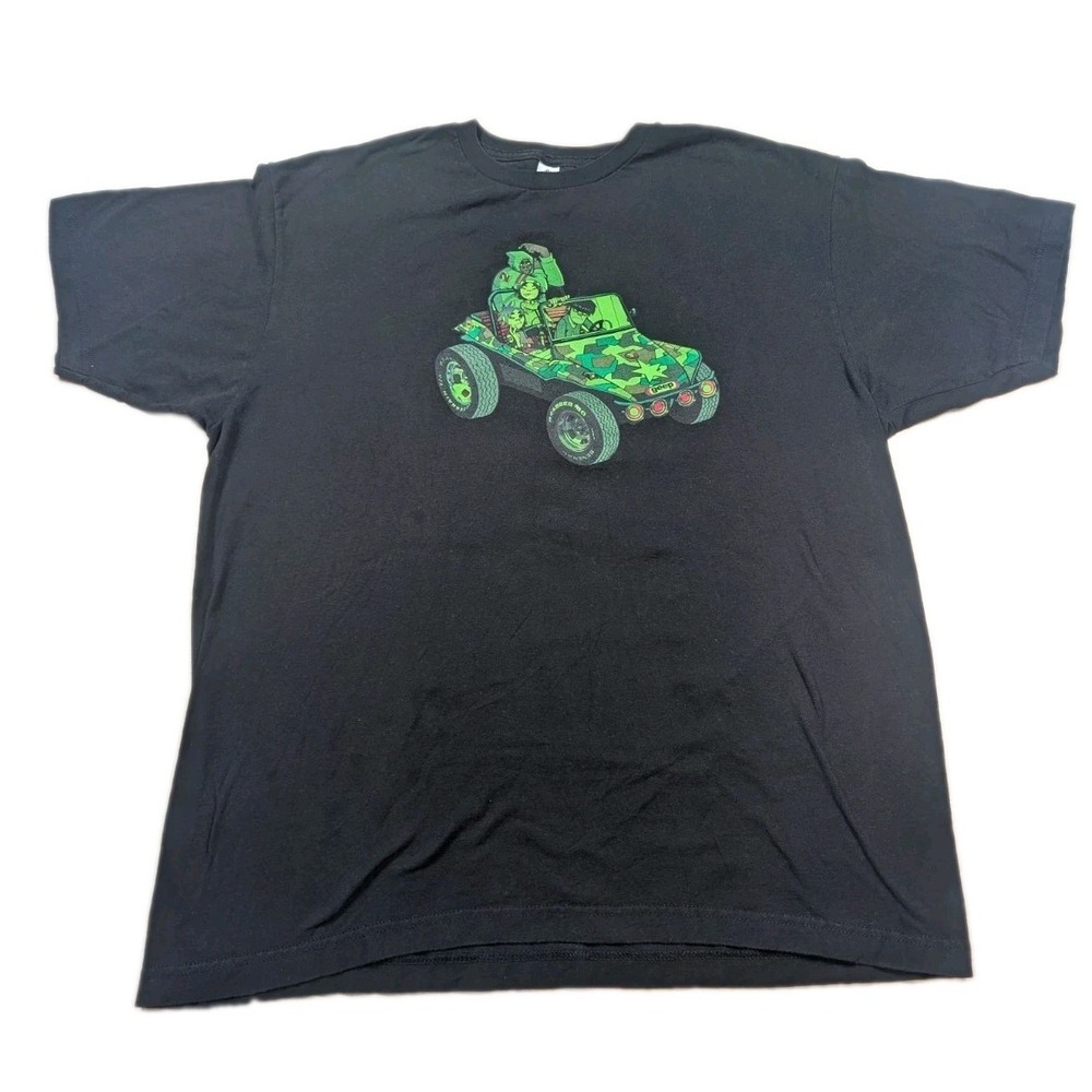 GORILLAZ T SHIRT MENS XL BLACK GREEN CAMO GEEP BUGGY Tultex
